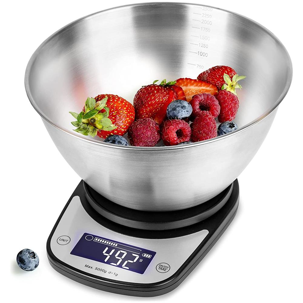 Ks2000 Bilancia Da Cucina | Bilancia Ad Alta Precisione | Portata 1g / 5 Kg | Bilancia Con Ciotola Inclusa | Funzione Tara | Ideale Per Cucina E Pasticceria - Foto 1