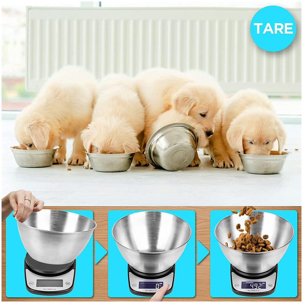 Ks2000 Bilancia Da Cucina | Bilancia Ad Alta Precisione | Portata 1g / 5 Kg | Bilancia Con Ciotola Inclusa | Funzione Tara | Ideale Per Cucina E Pasticceria - Foto 2