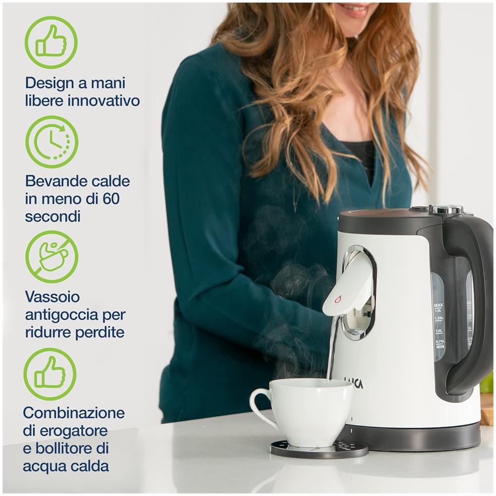 Bollitore Elettrico KJ2000W Dual Flo con Capacità 1.5 Litri Potenza 2400 Watt Colore Bianco /Nero - Foto 2
