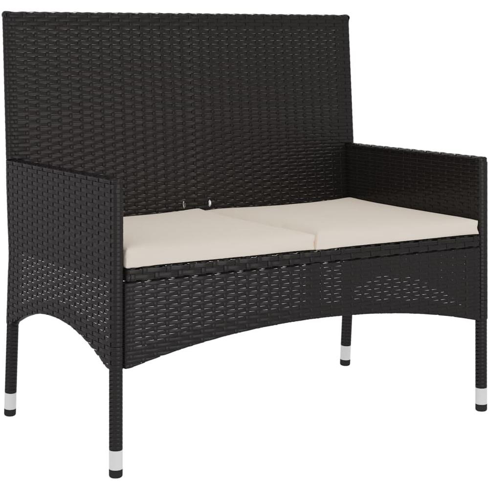Panca Da Giardino A 2 Posti Con Cuscini In Polyrattan Nero - Foto 1