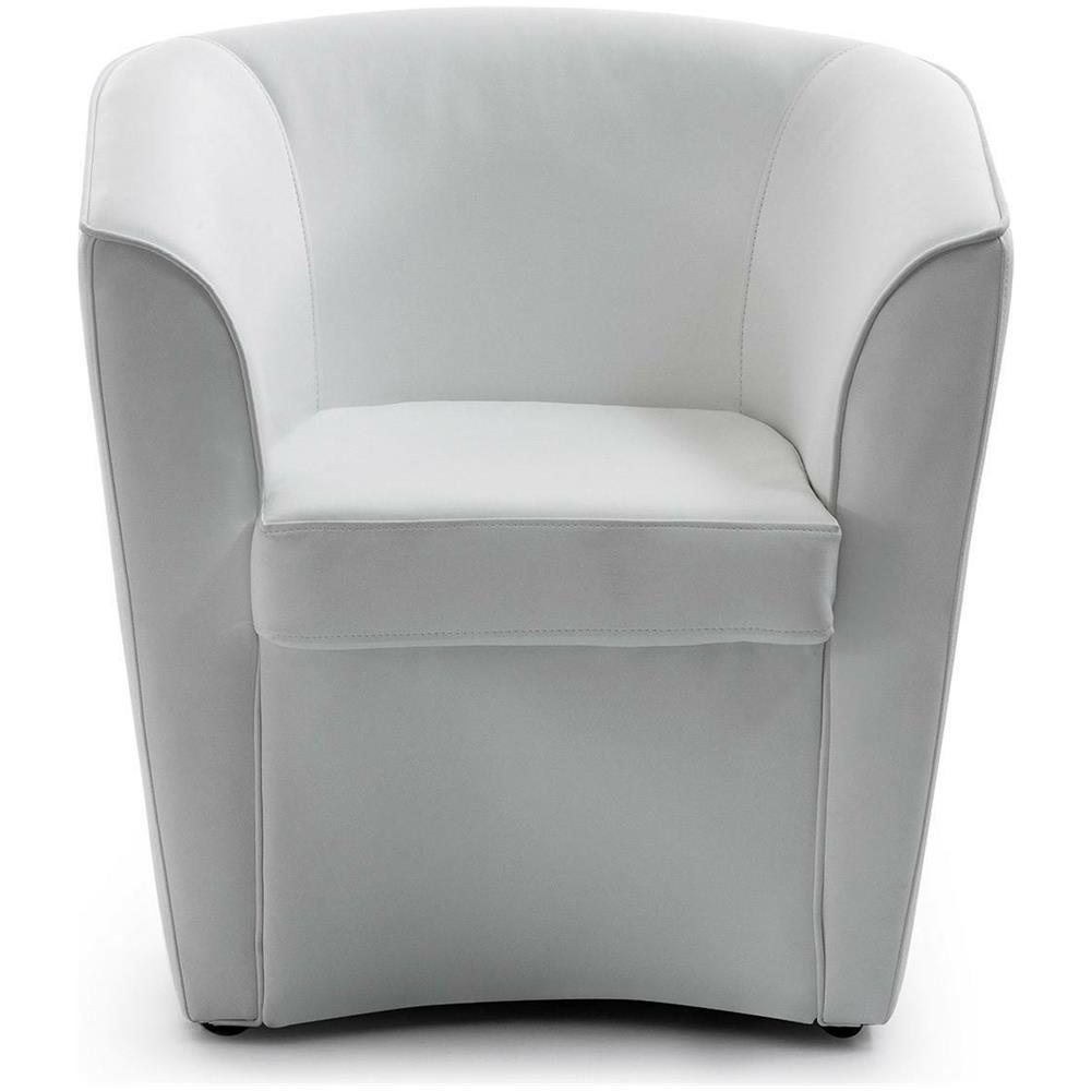 Poltrona Annaluna, Poltrona Da Salotto, 100% Made In Italy, Poltroncina Relax In Ecopelle, Cm 70x60h74, Bianco - Foto 2