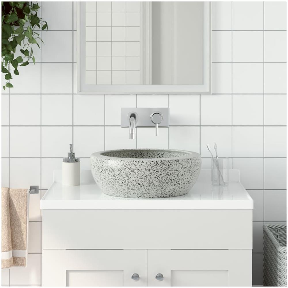Lavabo Da Appoggio Grigio Rotondo F41x14 Cm Ceramica - Foto 1