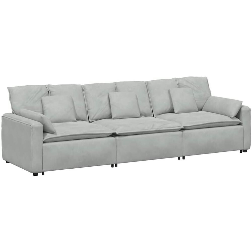 Divano Modulare con Cuscini Grigio Chiaro - Foto 1