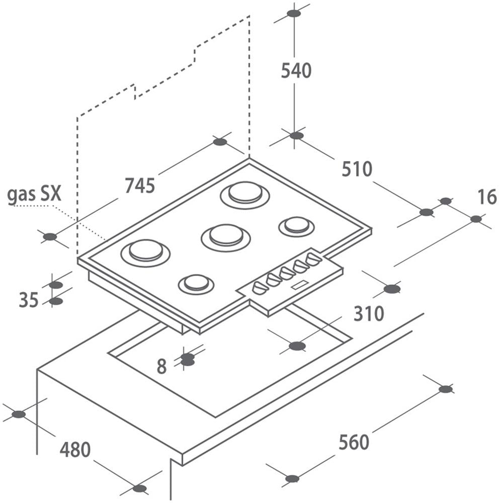 Piano Cottura PG960/1SXGH a Gas 6 Fuochi Gas Colore Inox - Foto 2