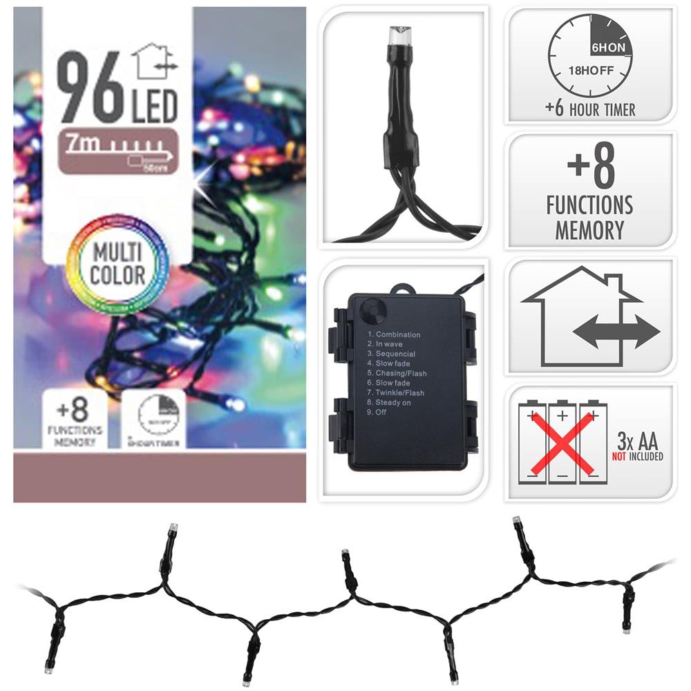 Luci Di Natale 96 Led Colore Multicolor A Batteria Con Timer 8 Giochi Di Luce - Foto 1