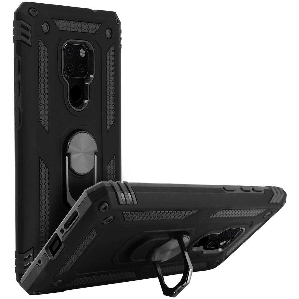 Cover Huawei Mate 20 Bi-materia Rigida Morbida Anello Magnetico Stand Nera - Foto 2