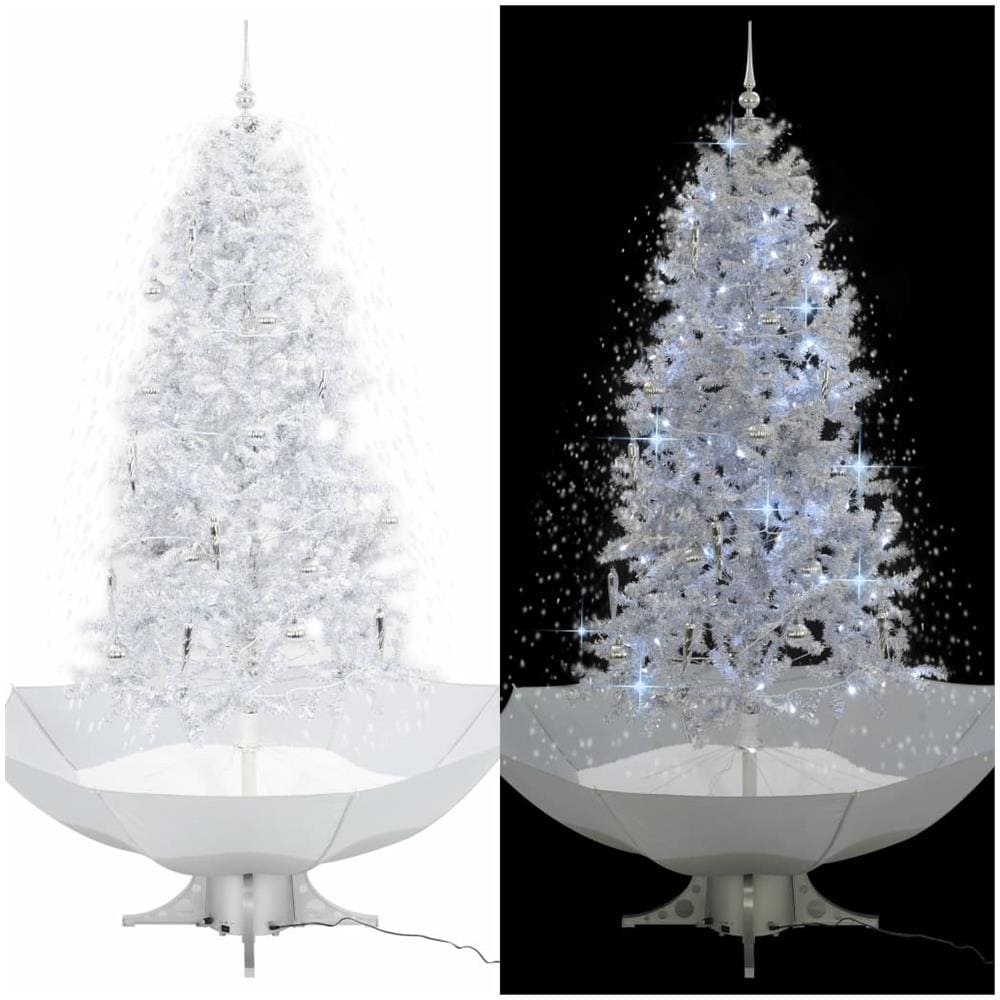 Albero Di Natale Con Neve E Base A Ombrellone Bianco 190 Cm - Foto 1