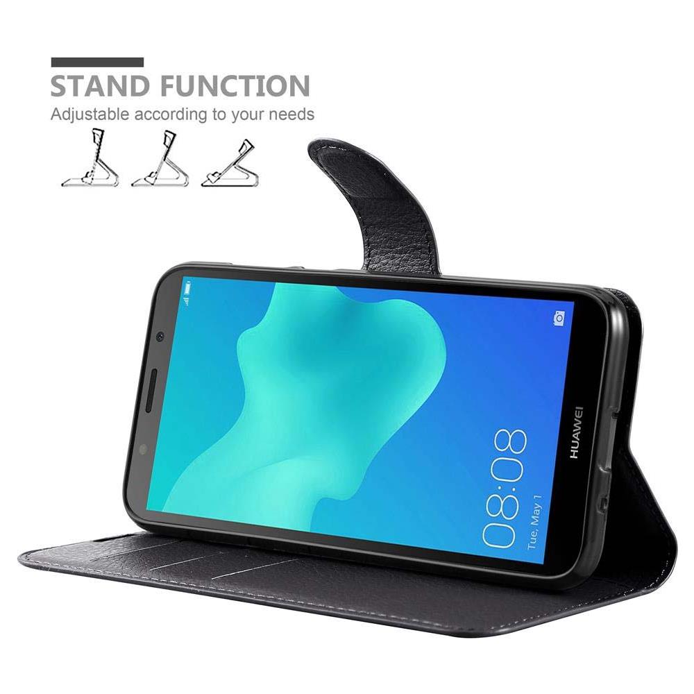 Custodia Compatibile Con Huawei Y5 2018 In Nero Carbone - Coperchio Protettiva Con Chiusura Magnetica, Funzione Stand E Tasca Per Le Carte - Foto 6