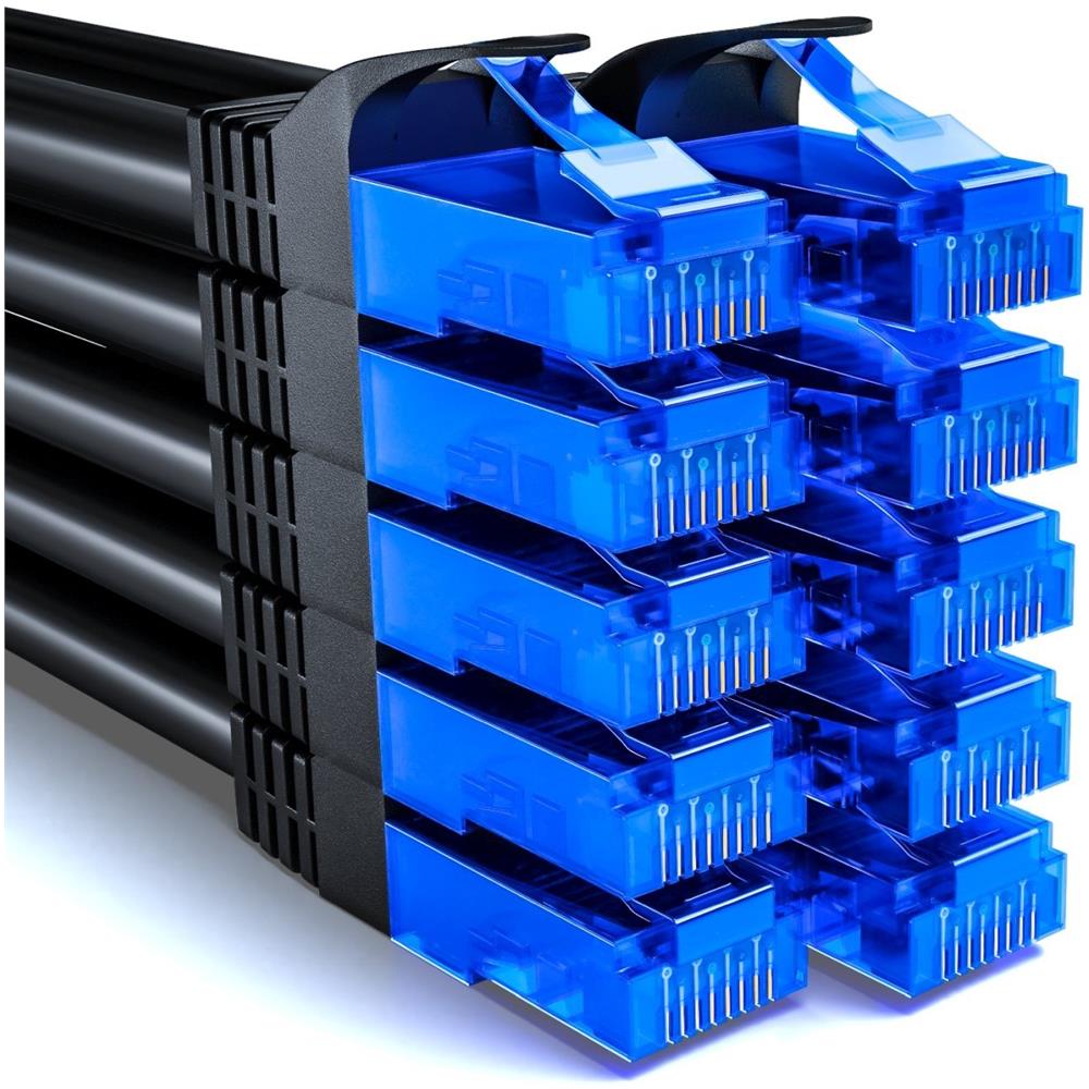 10x 0.25m (082 Ft.) Cat6 Network Cable Set - U-utp Rj45 Cat6 Lan Patch Cavo Cavo Ethernet Dsl Switch Router Modem Ripetitore Patch Panel - Nero - Foto 1