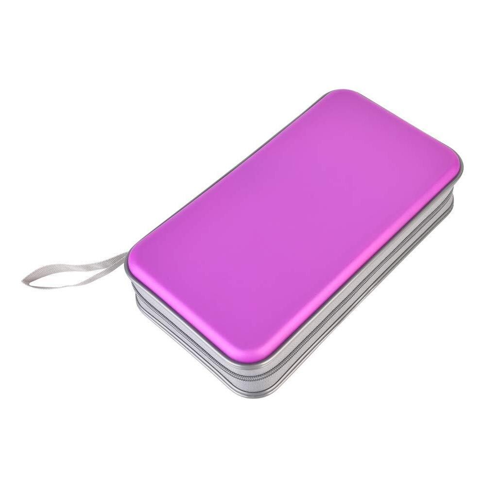Cd Custodia Rigida 96 Capacit Di Plastica Portatile Holder Caso Di Corsa Cd Custodia Protettiva Zipper Dvd Disco Auto Di Archiviazione Sacchetto Del Raccoglitore (96 Capacit Viola) - Foto 2