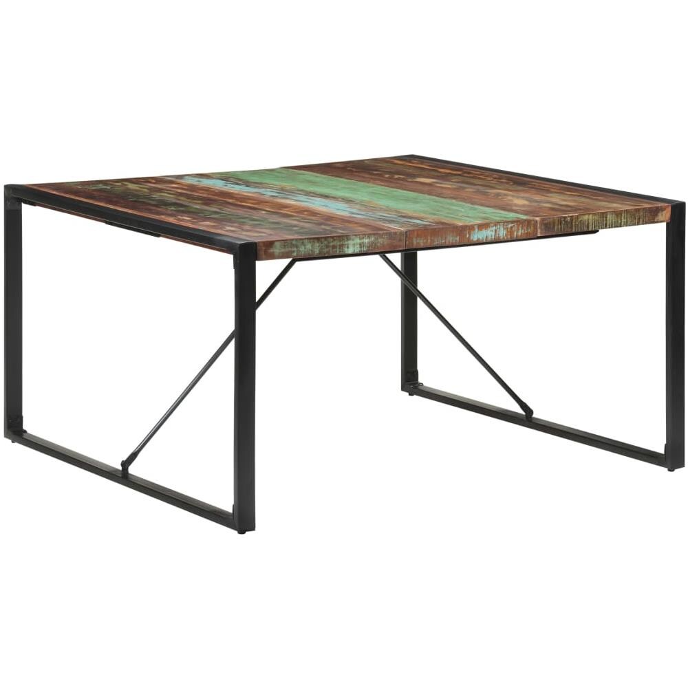 Tavolo Da Pranzo 140x140x75 Cm In Legno Massello Di Recupero - Foto 8