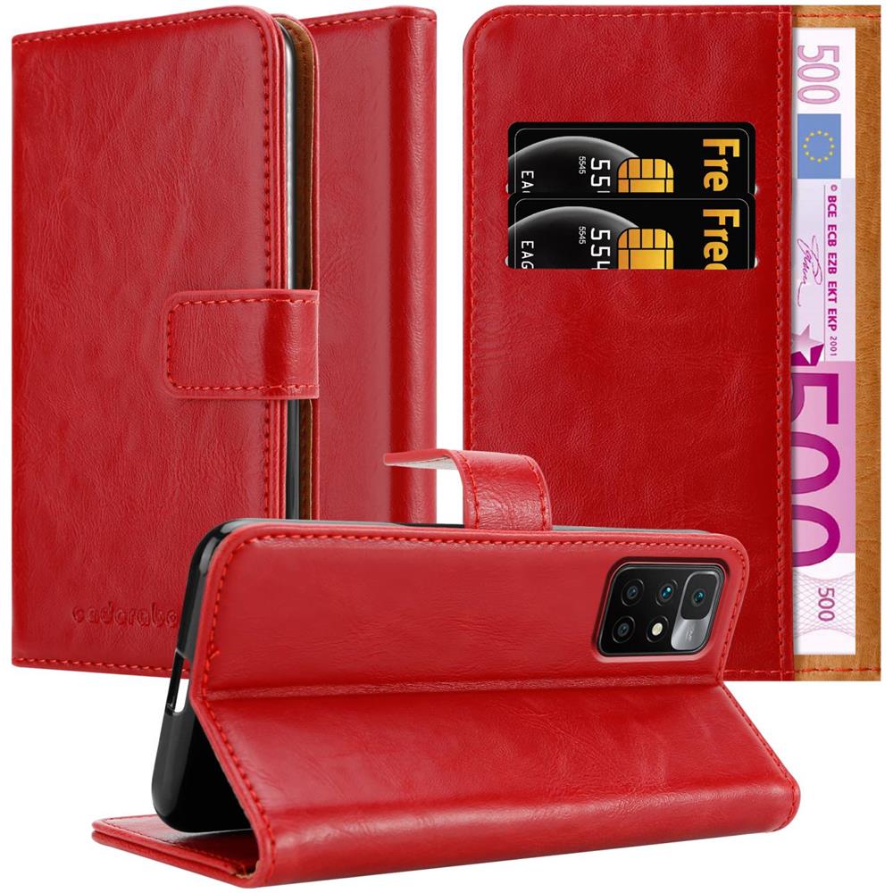 Custodia Compatibile Con Xiaomi Redmi 10 / Redmi Note 11 4g In Rosso Vinaccia - Coperchio Protettiva Con Chiusura Magnetica, Funzione Stand E Tasca Per Le Carte - Foto 1