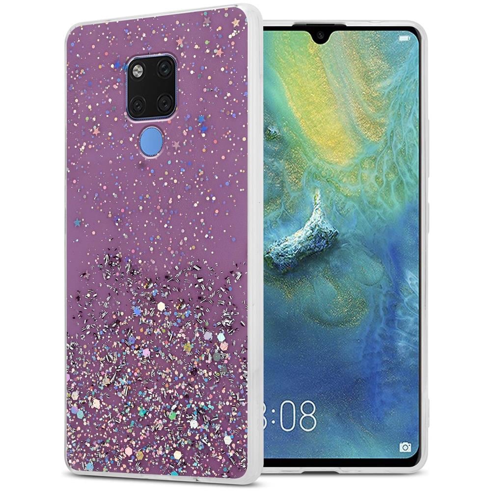 Custodia Compatibile Con Huawei Mate 20 In Viola Con Glitter - Coperchio Protettivo In Silicone Tpu Flessibile Con Glitter Scintillanti - Foto 1