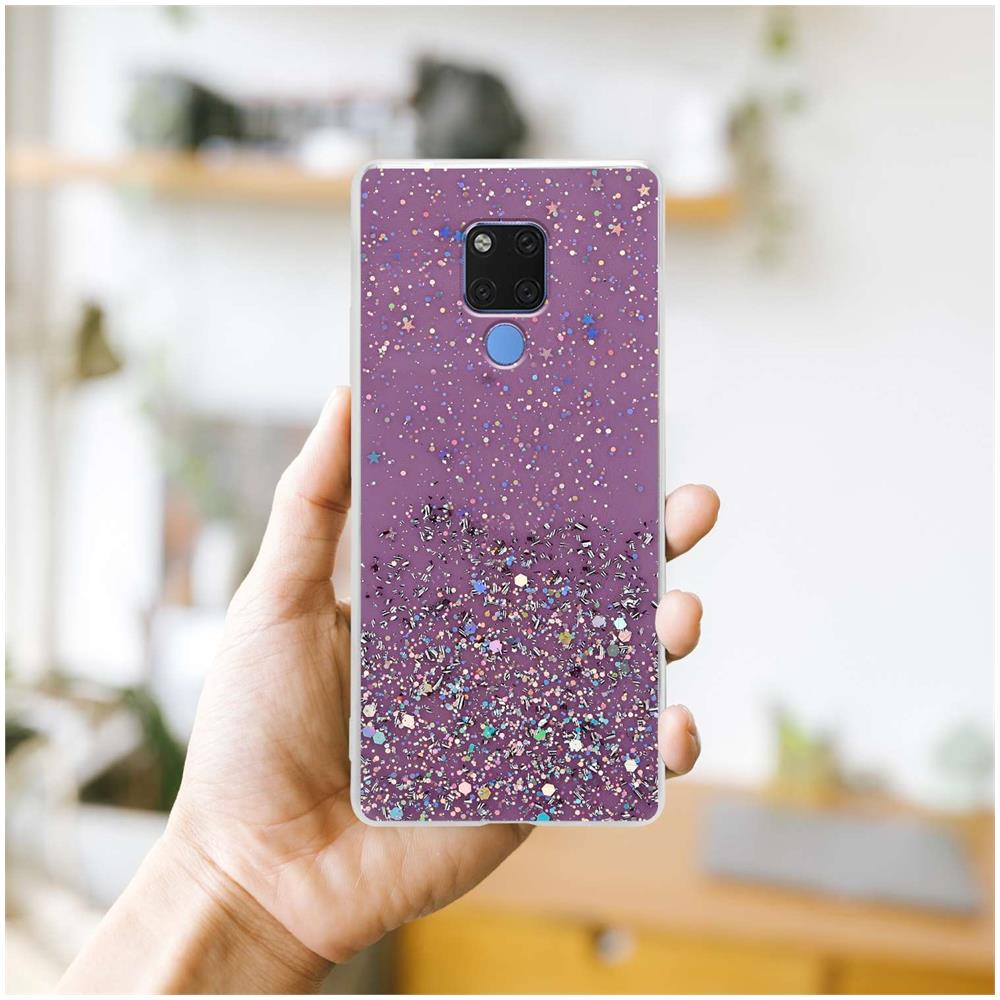 Custodia Compatibile Con Huawei Mate 20 In Viola Con Glitter - Coperchio Protettivo In Silicone Tpu Flessibile Con Glitter Scintillanti - Foto 8