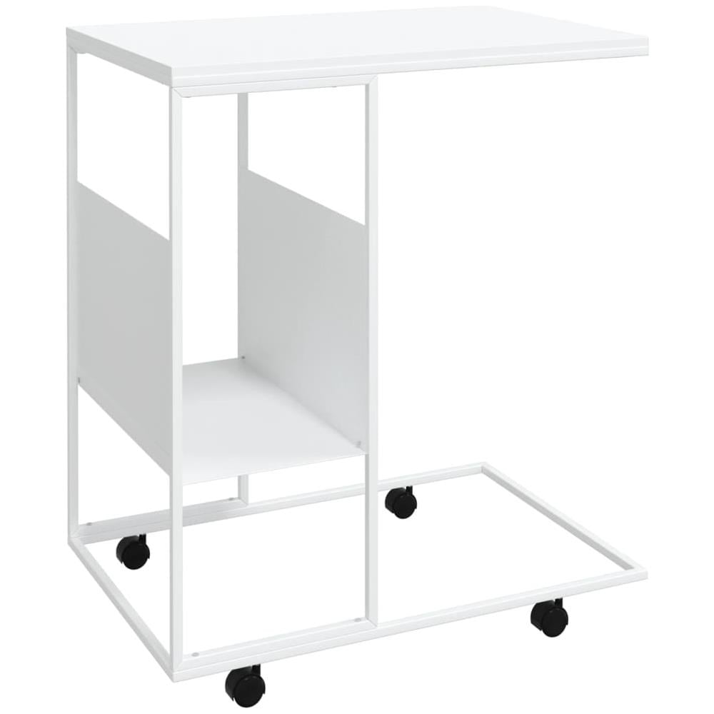 Tavolino Con Ruote Bianco 55x36x63,5 Cm In Legno Multistrato - Foto 1