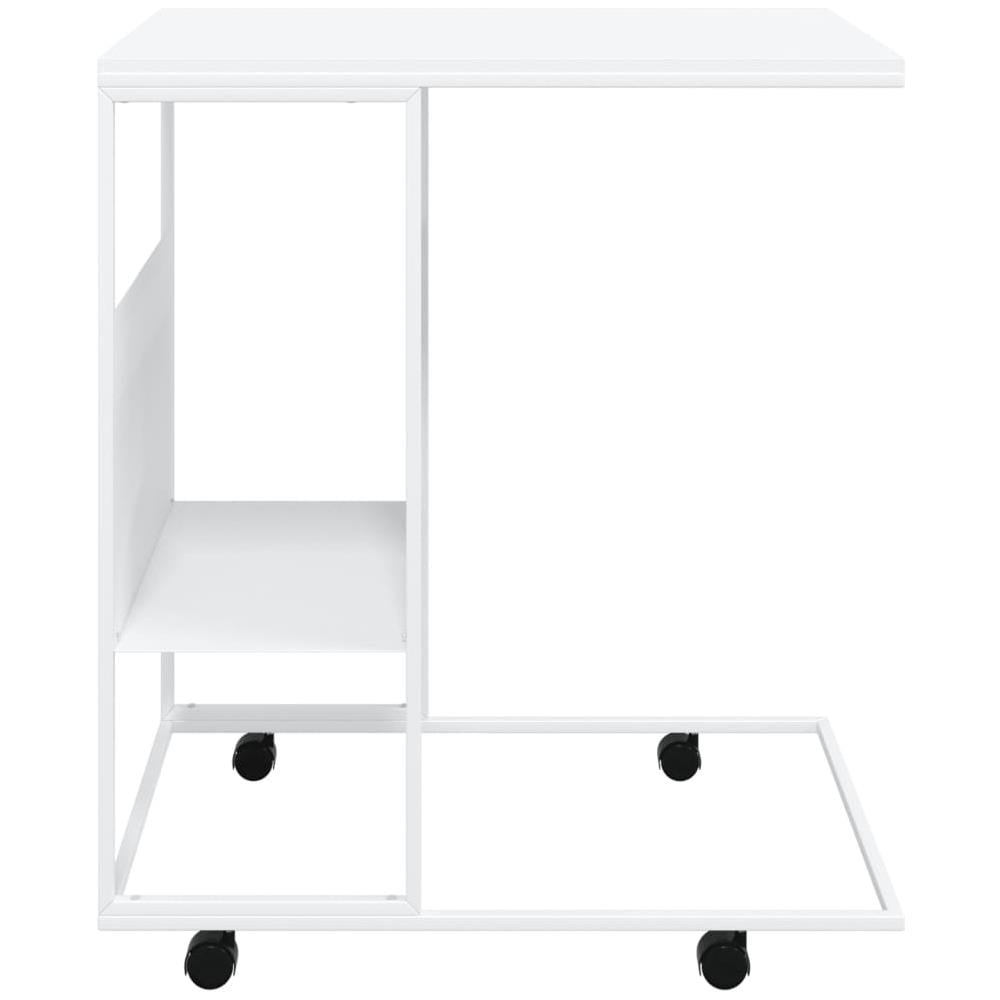 Tavolino Con Ruote Bianco 55x36x63,5 Cm In Legno Multistrato - Foto 2