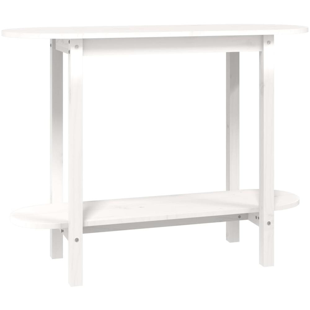 Tavolo Consolle Bianco 110x40x80 cm in Legno Massello di Pino - Foto 2