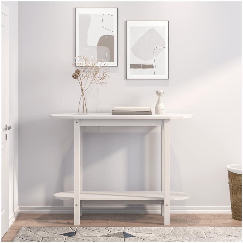 Tavolo Consolle Bianco 110x40x80 cm in Legno Massello di Pino - Foto 3