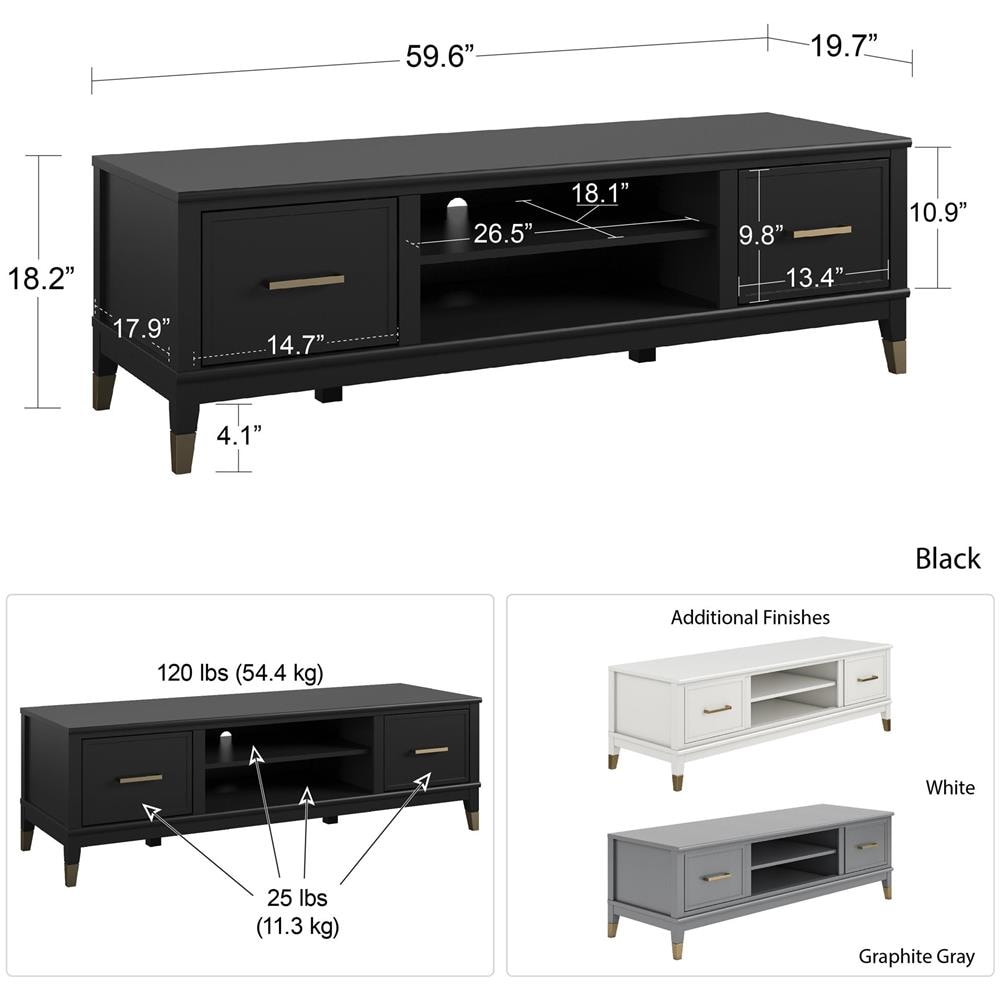 Westerleigh Porta Tv A 2 Ante In Mdf Nero - Foto 8