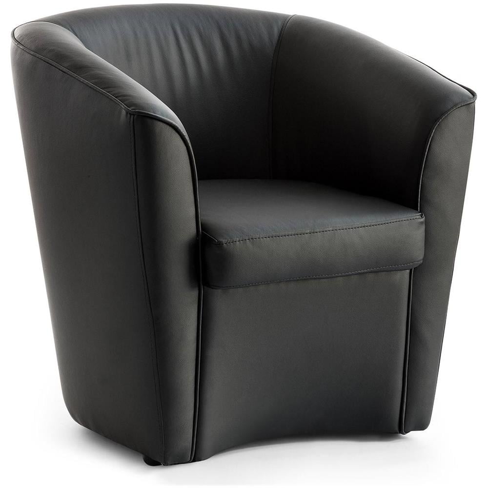 Poltrona Annaluna, Poltrona Da Salotto, 100% Made In Italy, Poltroncina Relax In Ecopelle, Cm 70x60h74, Nero - Foto 1