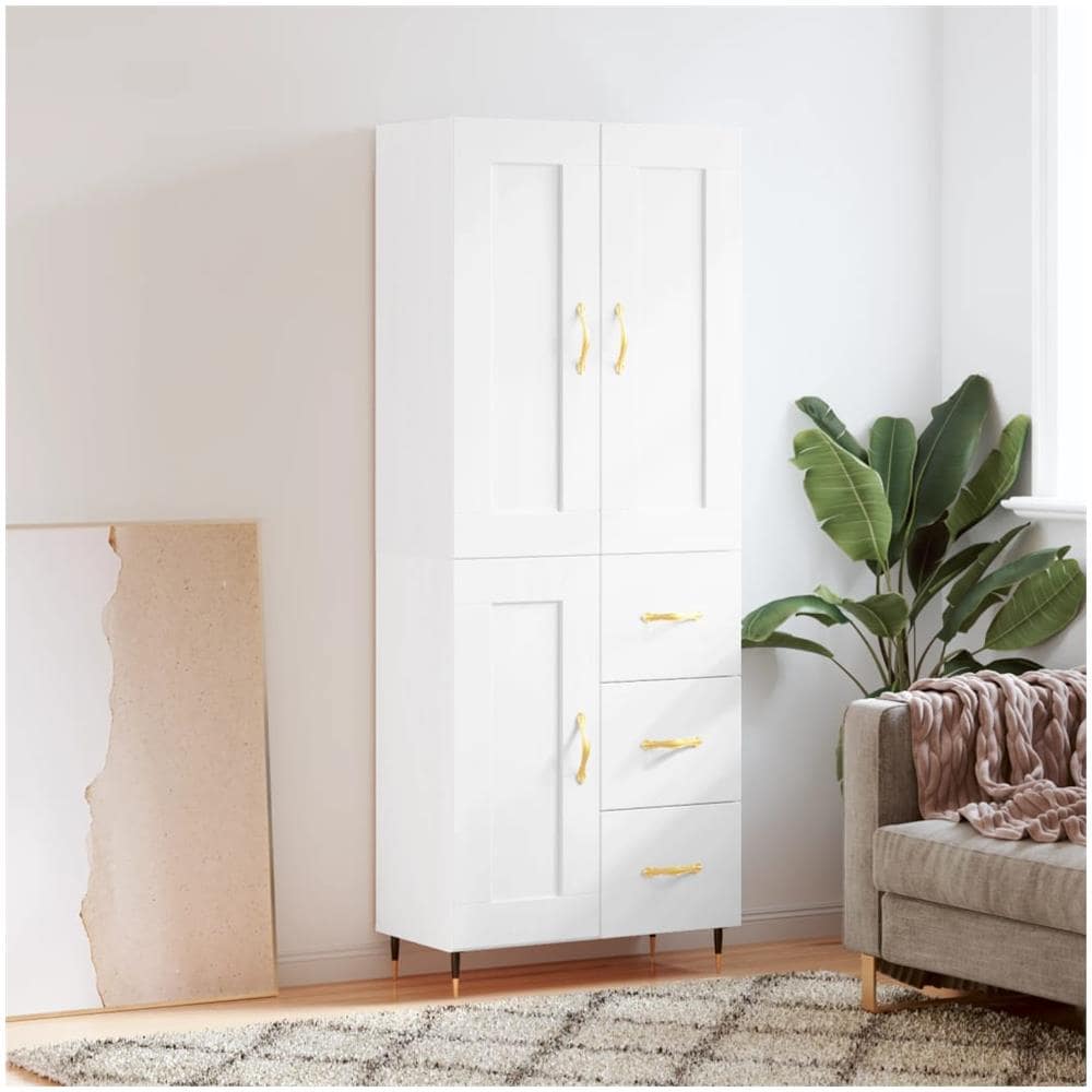 Credenza Bianca 69,5x34x180 Cm In Legno Multistrato - Foto 1