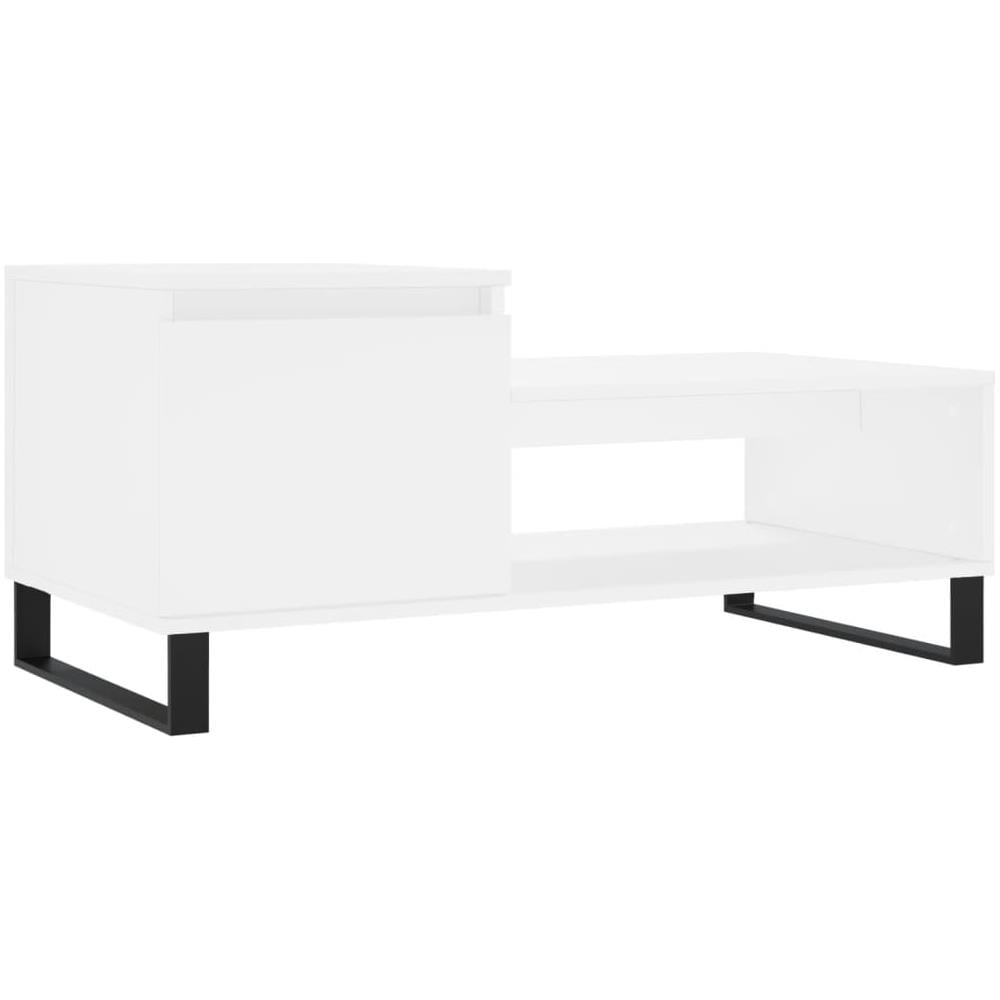 Tavolino Da Salotto Bianco 100x50x45 Cm In Legno Multistrato - Foto 2