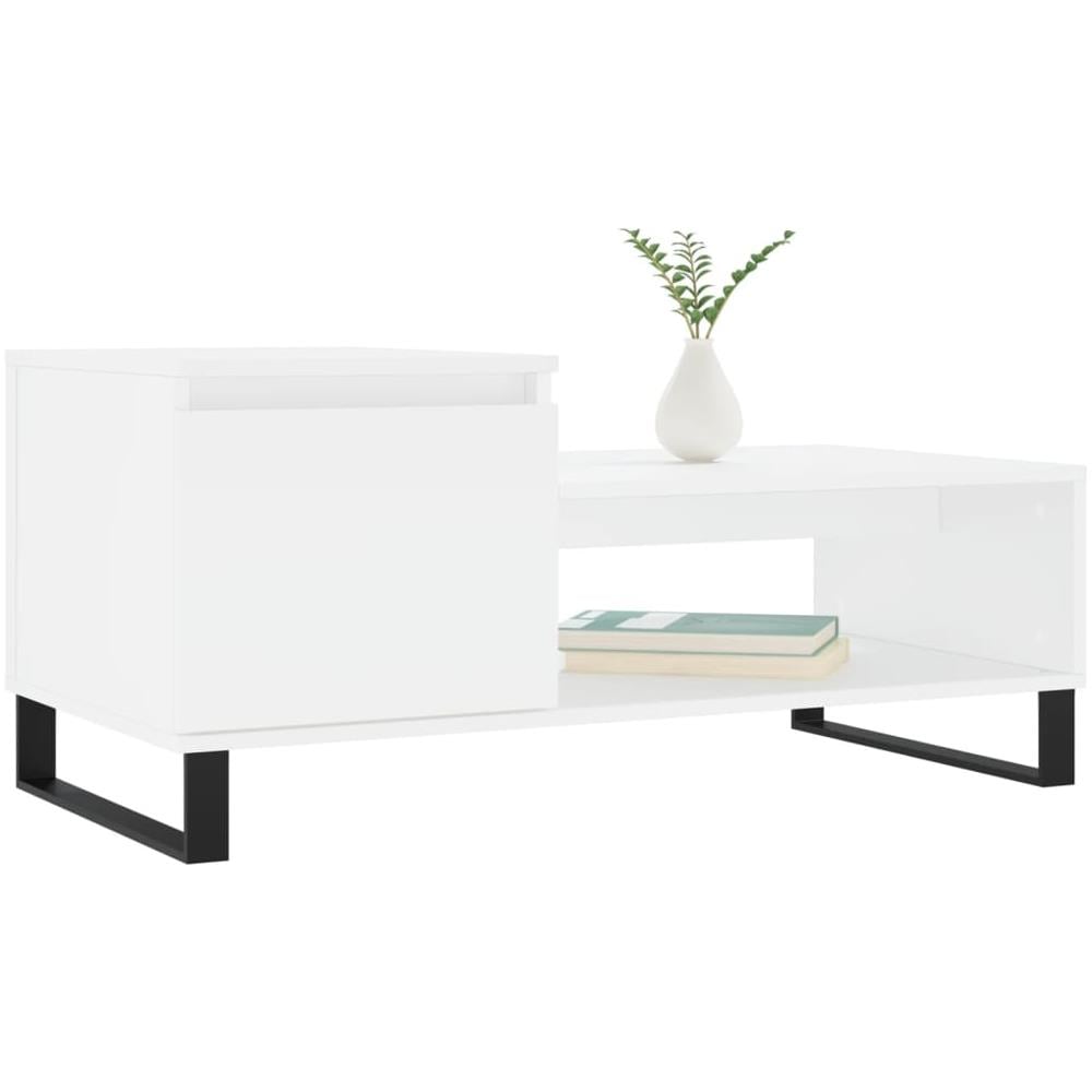 Tavolino Da Salotto Bianco 100x50x45 Cm In Legno Multistrato - Foto 3