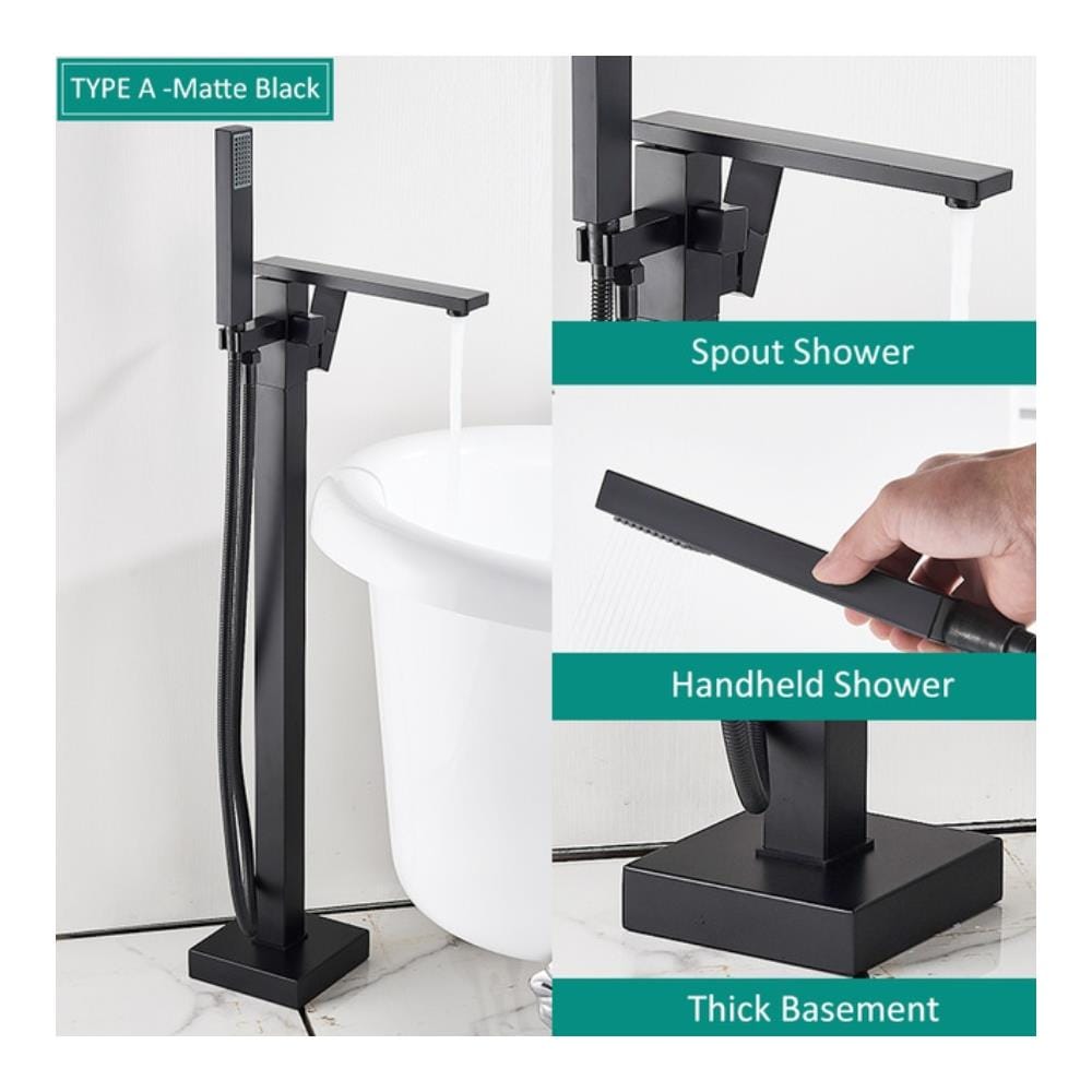 Rubinetto per vasca da bagno indipendente, Blackswan, tipo M81, modello nero opaco, misura 100 cm - Foto 2