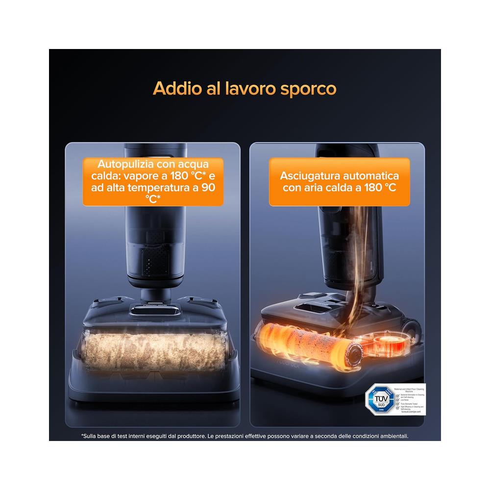 F25 Ultra Lavapavimenti A Vapore Senza Fili, Riscaldamento 180°c, Lavaggio 86°c, Asciugatura 90°c In 5 Min, Aspirazione 22 Kpa, Controllo Wifi, Sistema Anti-groviglio - Foto 2