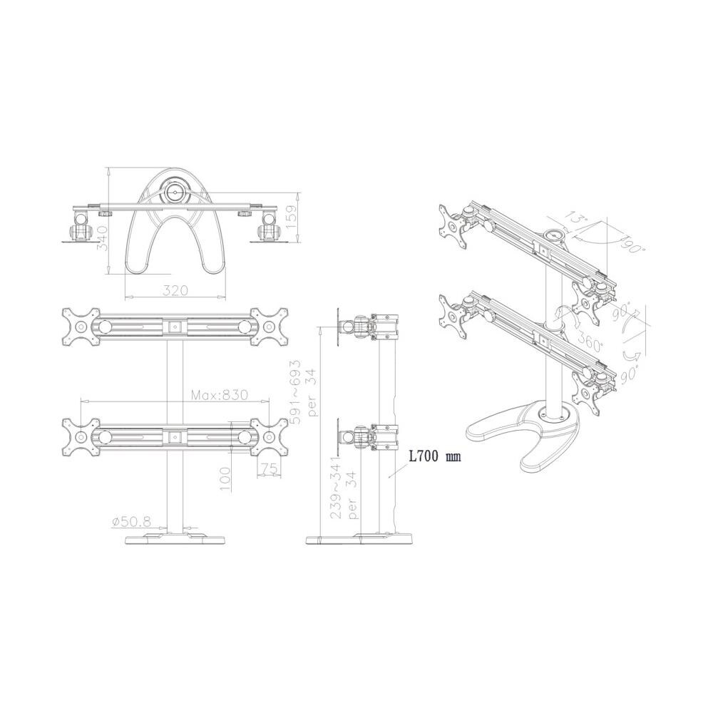 Supporto da Scrivania FPMA-D700DD4 per 4 Monitor LCD /LED /TFT - Foto 2