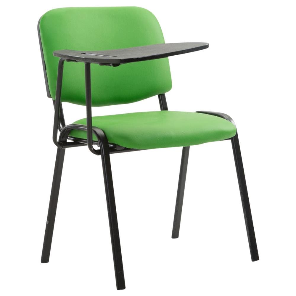 Sedia Visitatore Ken con Tavolino Richiudibile E Seduta in Similpelle I Sedia Ospite Imbottita Riunioni E Conferenze con Telaio in Metallo Verde - Foto 1