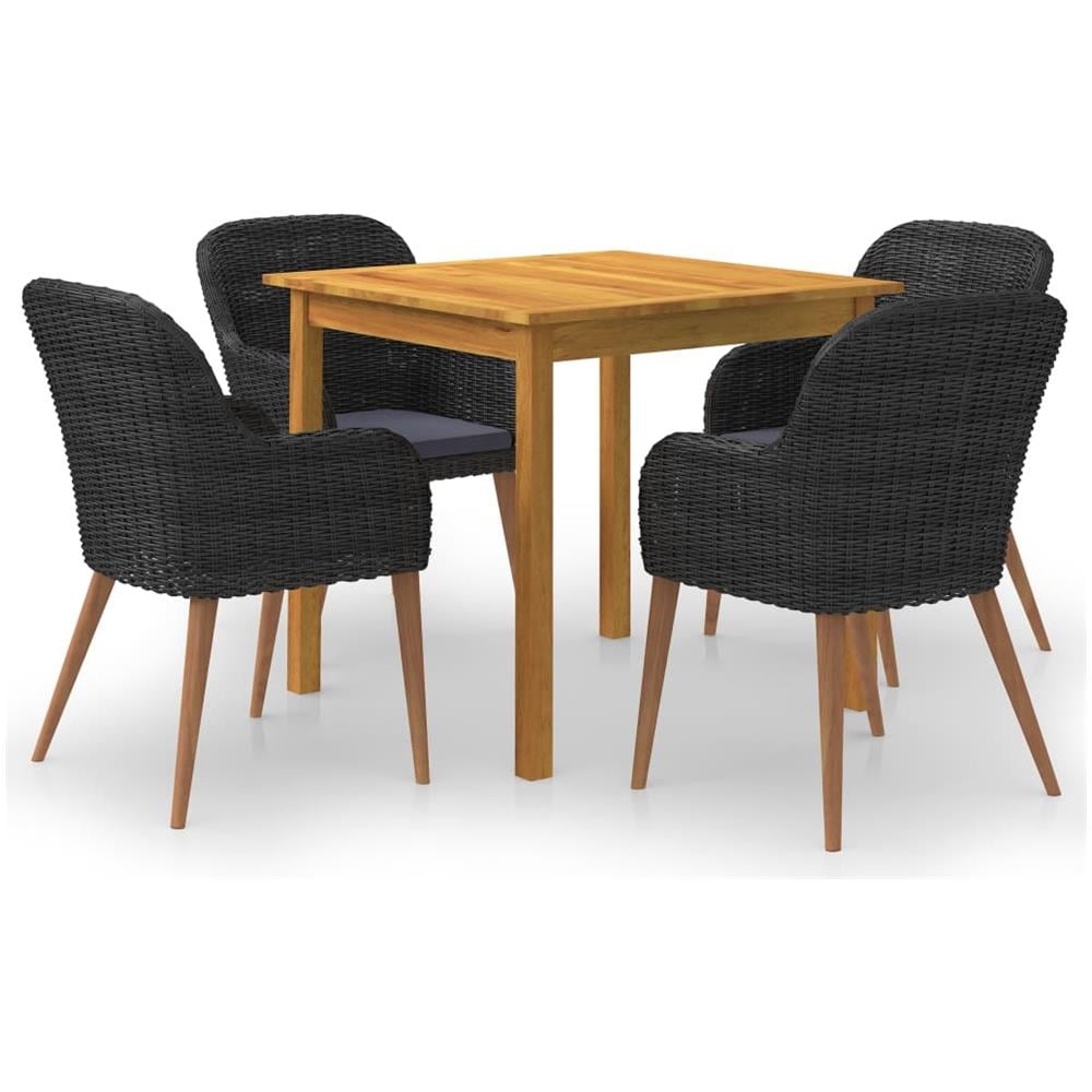 Set Mobili da Pranzo per Giardino 5 pz Nero - Foto 1