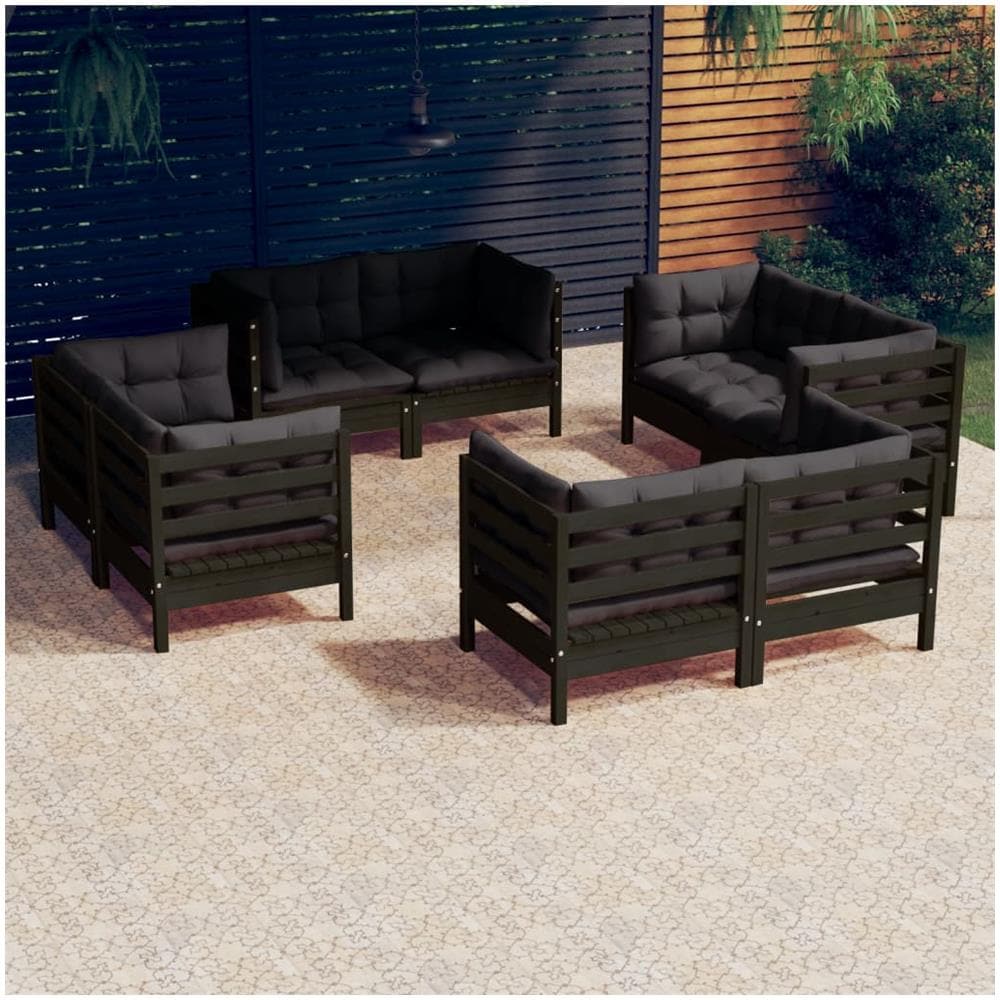 Set Divani Da Giardino 8 Pz Con Cuscini Antracite Legno Di Pino - Foto 1