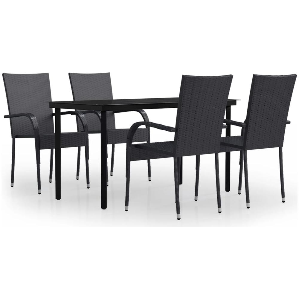 Set Mobili Da Pranzo Per Giardino 5 Pz Nero - Foto 2