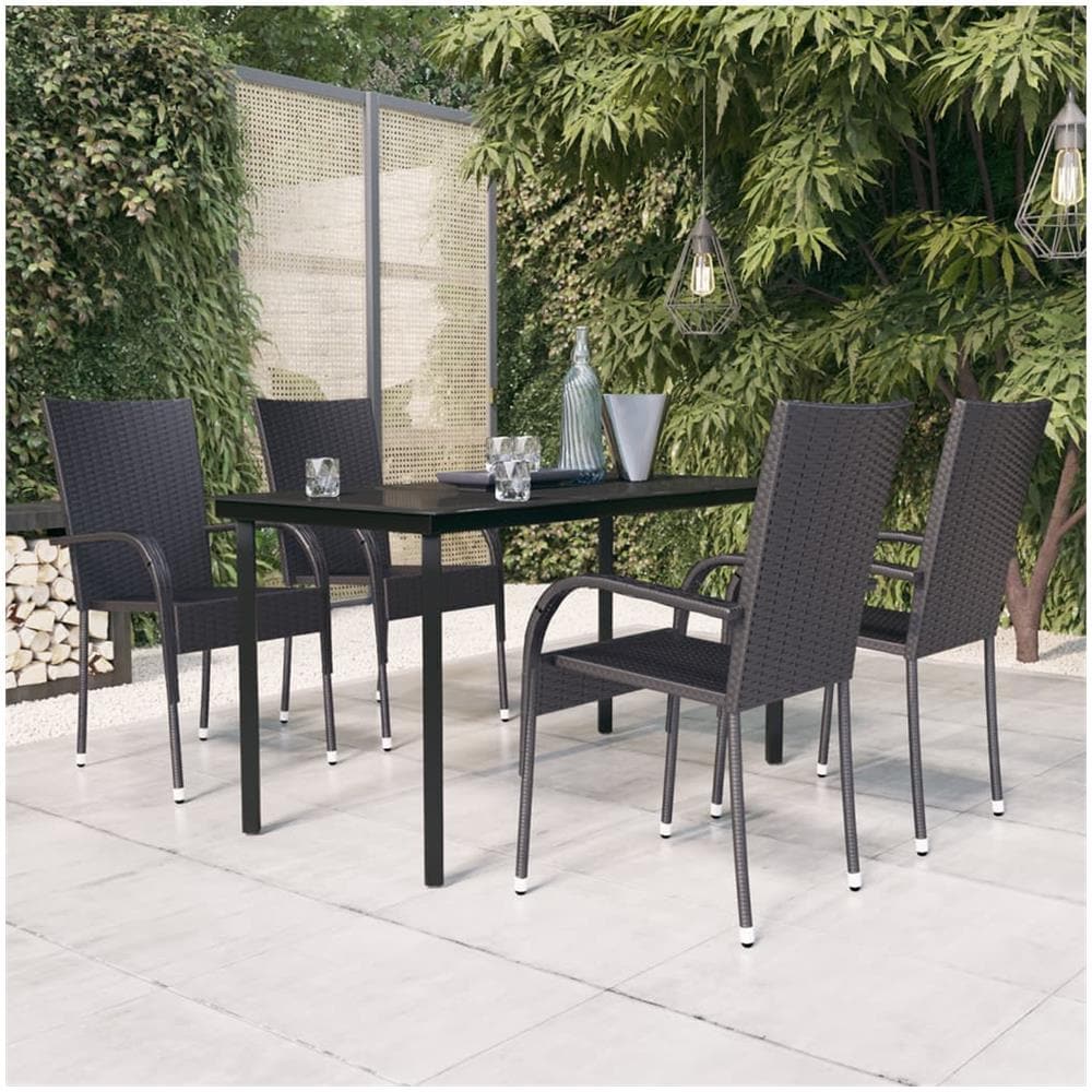 Set Mobili Da Pranzo Per Giardino 5 Pz Nero - Foto 1