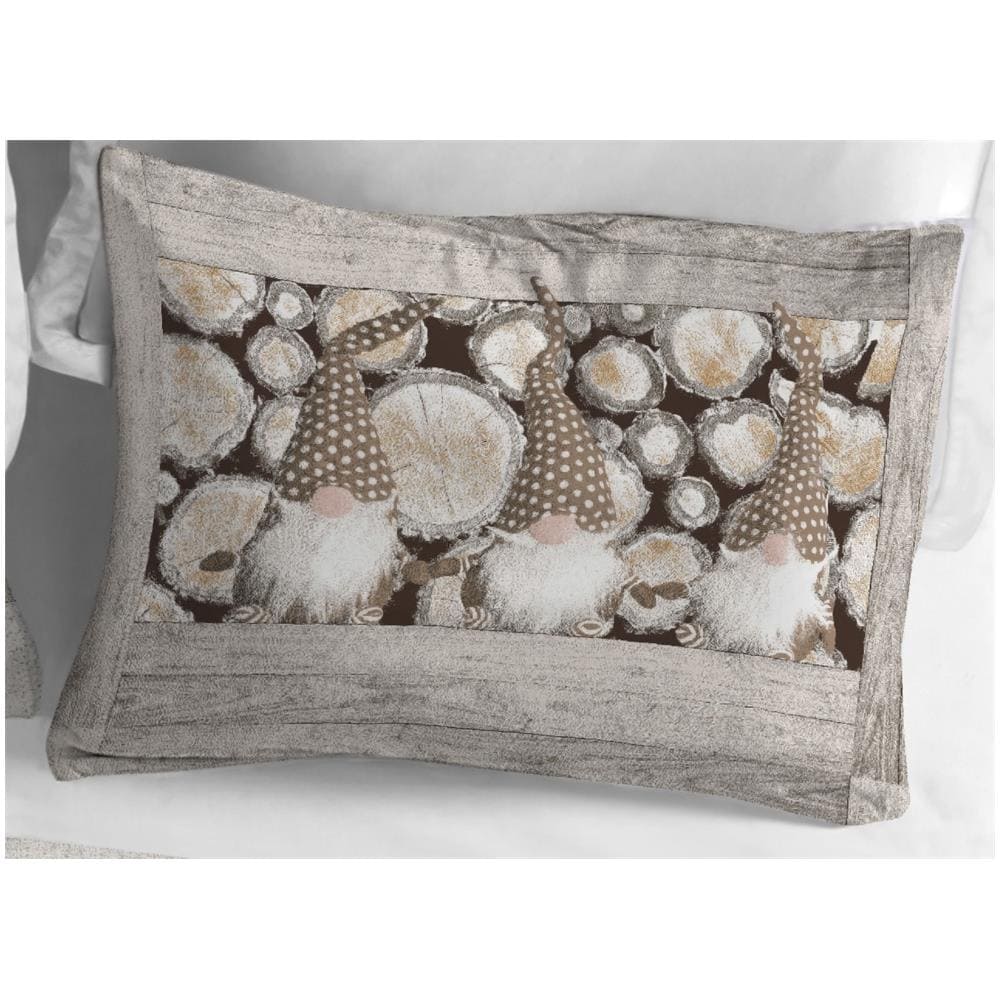 Copripiumino Sacco Piumone Cotone Flanella Pensieri Delicati Disegno Gnomi Elfi Matrimoniale Beige - Foto 2