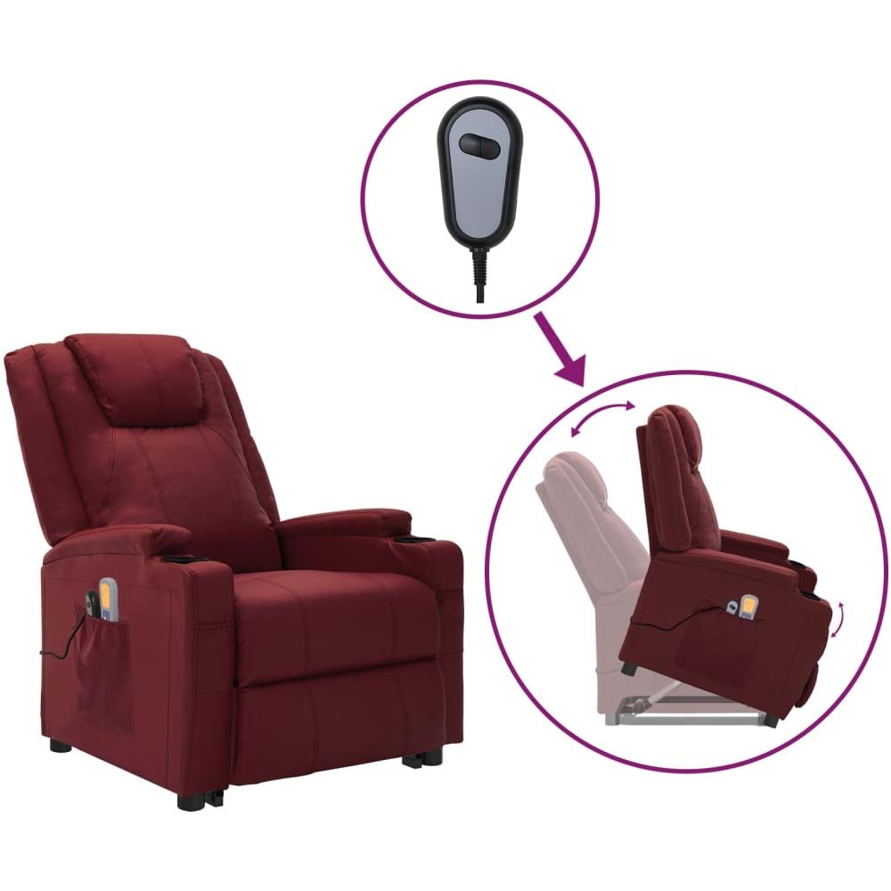 Poltrona Alzapersona Rosso Vino Similpelle - Foto 1