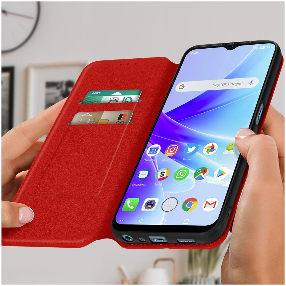 Custodia Oppo A57 / A57s Portafoglio Supporto Video Rossa - Foto 2