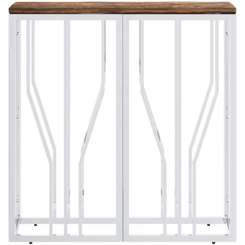 Tavolino Salotto Argento In Acciaio Inox E Legno Di Recupero - Foto 3