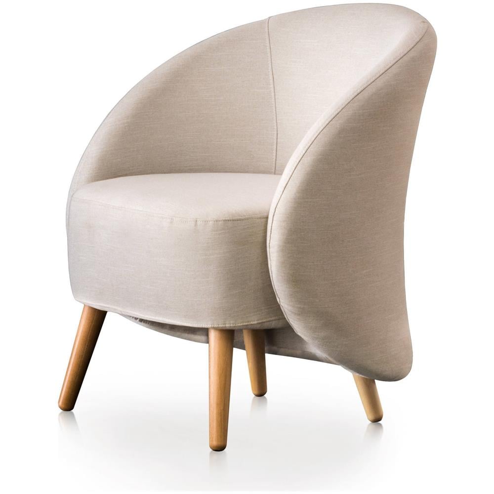 Poltrona Annarella, Poltrona Di Design Da Salotto, 100% Made In Italy, Poltroncina Relax In Tessuto Imbottito, Cm 70x60h80, Beige - Foto 2