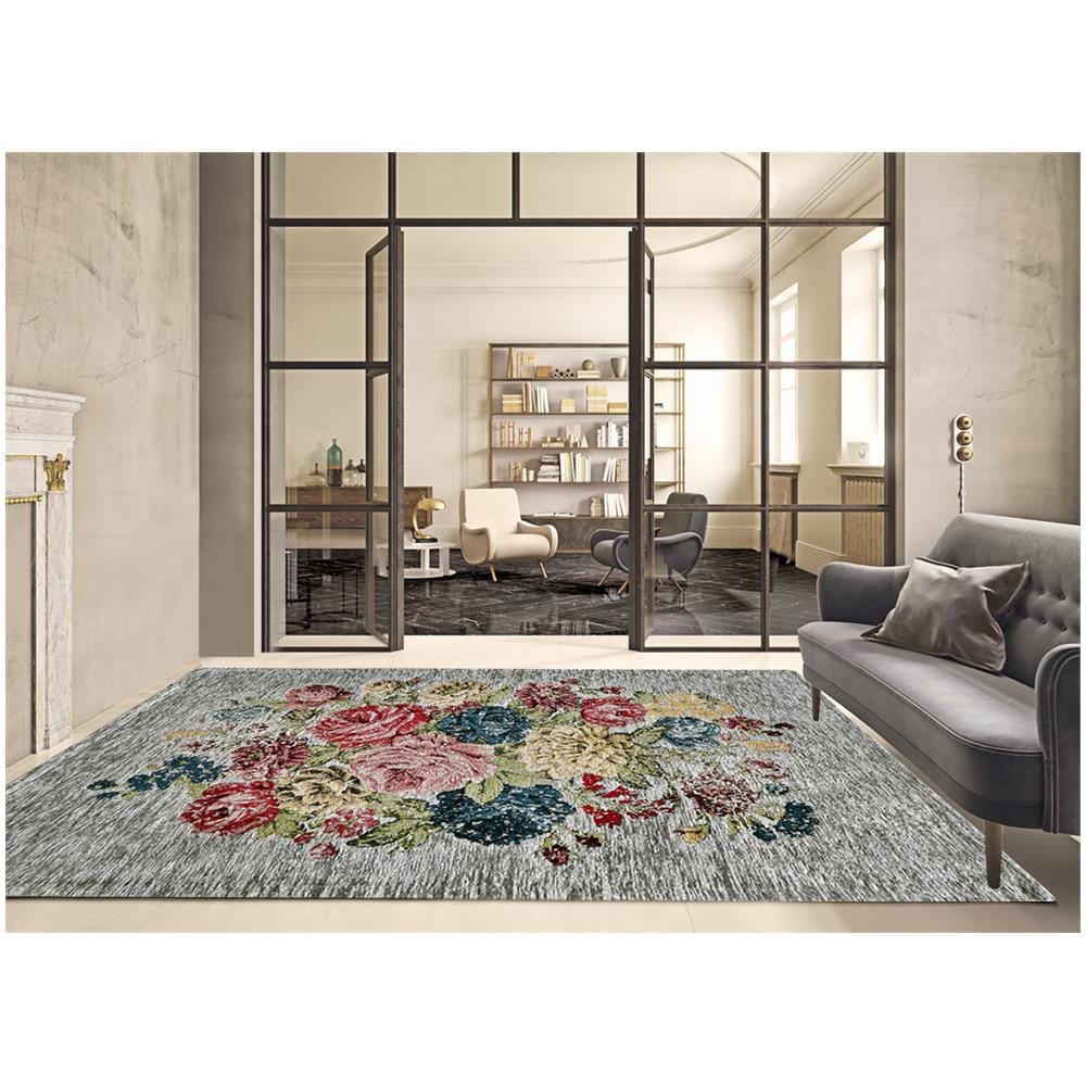 Tappeto Arredo Antiscivolo Camera Salotto Disegno Floreale Danubio Platino By Suardi 200x280 Platino - Foto 5