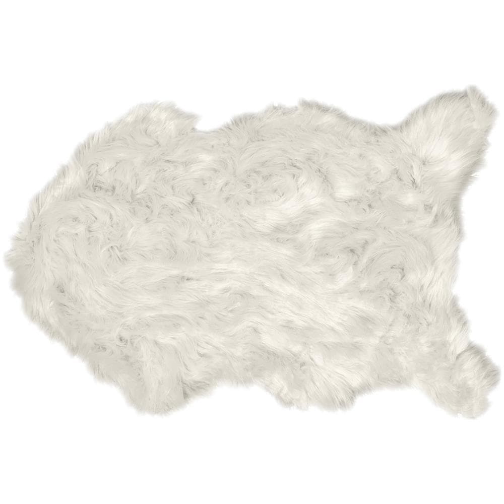 Tappeto Peloso In Pelliccia Ecologica Sagomato Modello Stoccolma Varie Misure 60x90cm Avorio - Foto 1