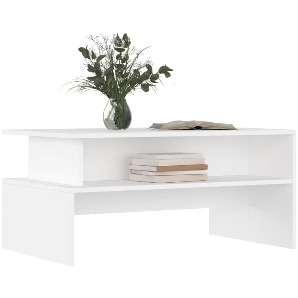 Tavolino Da Salotto Bianco 90x55x42,5 Cm In Legno Multistrato - Foto 3