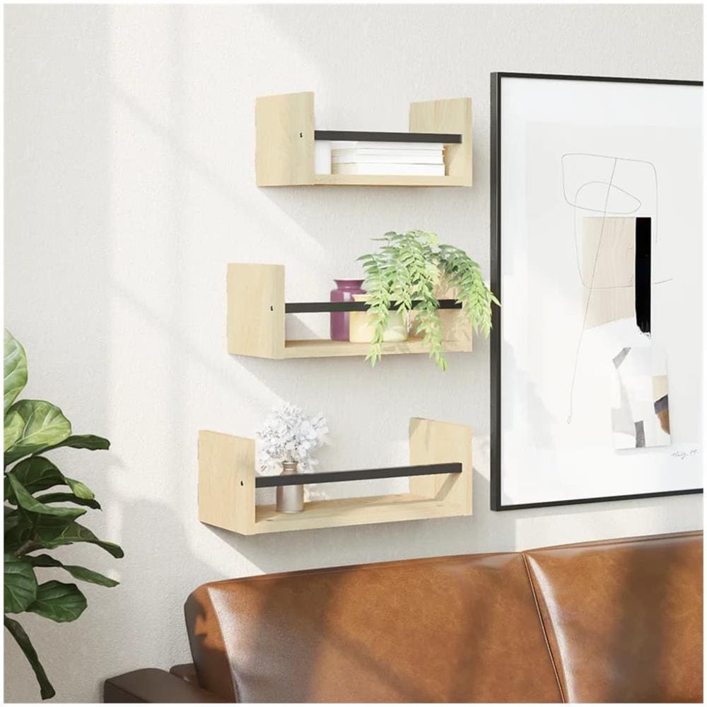 Set Mensole Parete Con Aste 3pz Rovere Sonoma Legno Multistrato - Foto 1