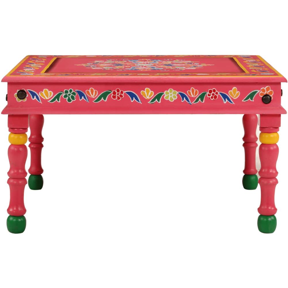 Tavolino Salotto Rosa Dipinto A Mano Legno Massello Mango - Foto 2