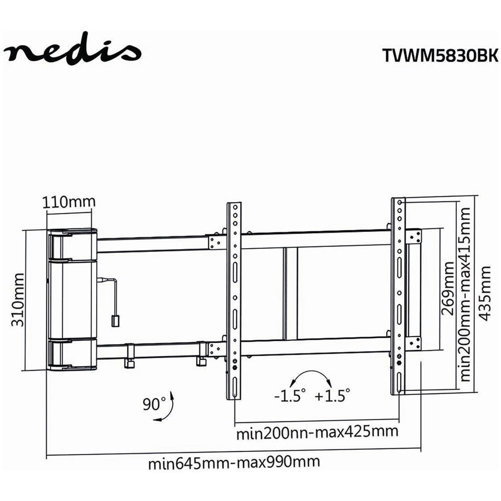 TVWM5830BK Supporto TV a parete 152,4 cm (60") Nero - Foto 8