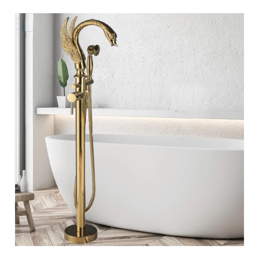 Rubinetto per vasca da bagno indipendente, Blackswan, tipo M78 Lebada, modello oro lucido, misura 110 cm - Foto 4