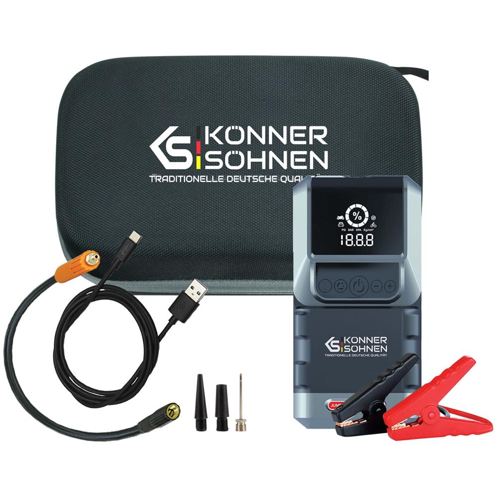 Avviatore Di Emergenza Con Compressore D'aria Ks Jsp-1300 Tipo Di Batteria Batteria Ricaricabile Agli Ioni Di Litio Capacità Della Batteria 16000 Mah (4 X 4000 Mah) - Foto 3