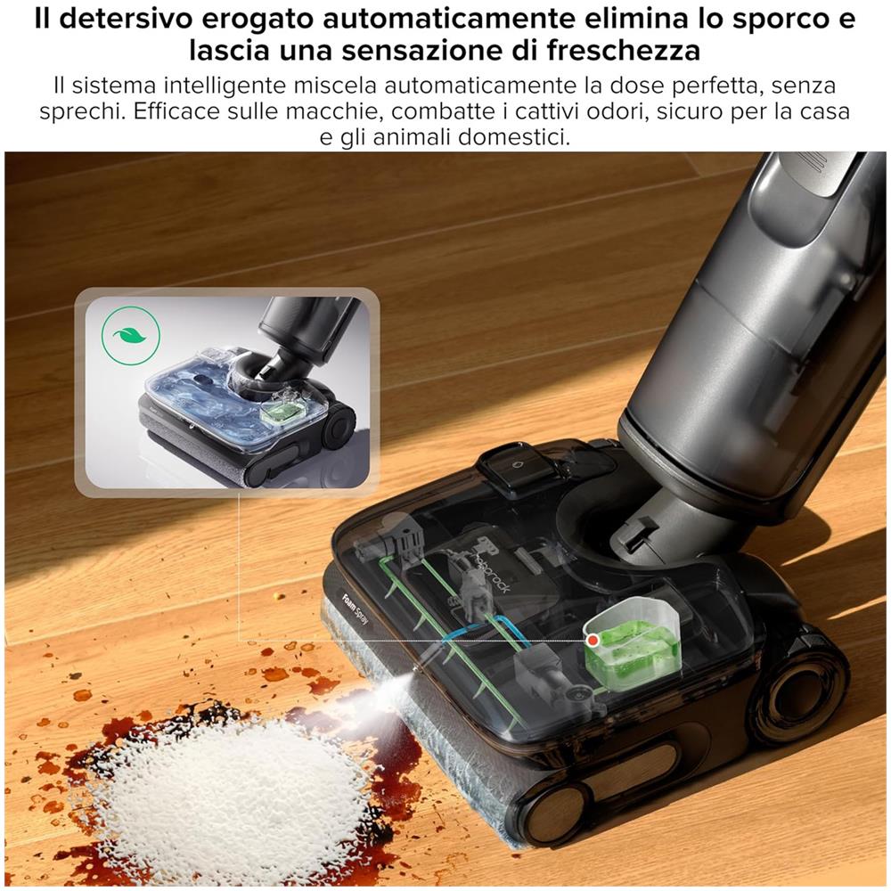 F25 Ace Pro Aspirapolvere Lavapavimenti Senza Fili, Tecnologia Jetfoaming, Rullo Anti-groviglio, Autopulizia Ad Acqua Calda E Asciugatura, Design Piatto 180°, Aspirazione 25000pa, Autonomia 60 Min - Foto 8