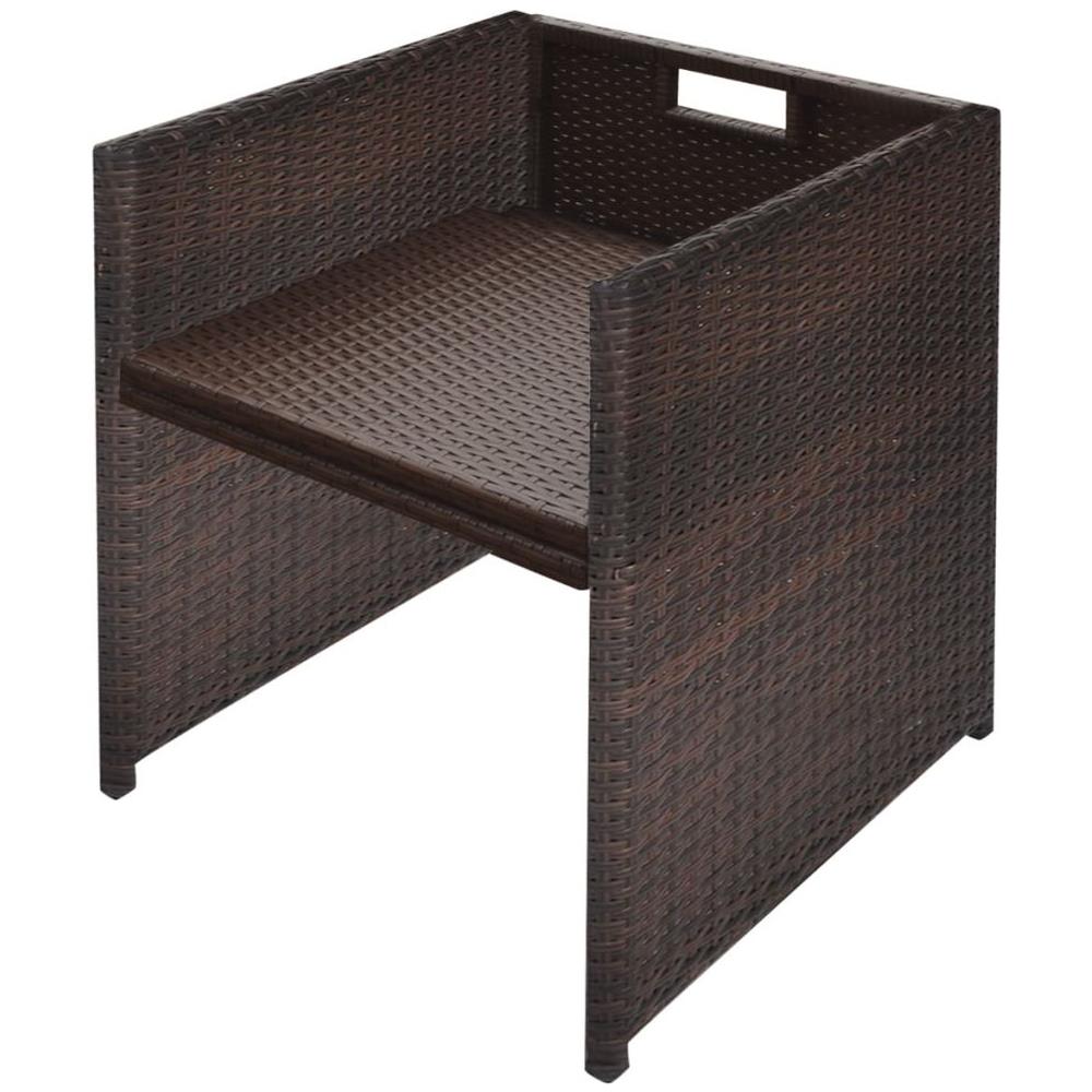 27 Pezzi Set Da Pranzo All'aperto Polyrattan Marrone - Foto 16